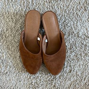 Brown suede mules